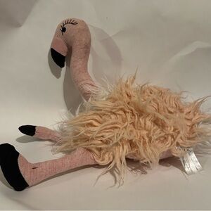 Anthropologie Pink and Cream Stuffed Flamingo